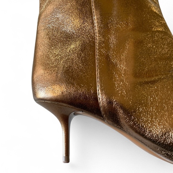 Zara Metallic Golden Bronze Kitten Heel Boots Knee High Size US 6 EU36 NWT - Picture 12 of 15